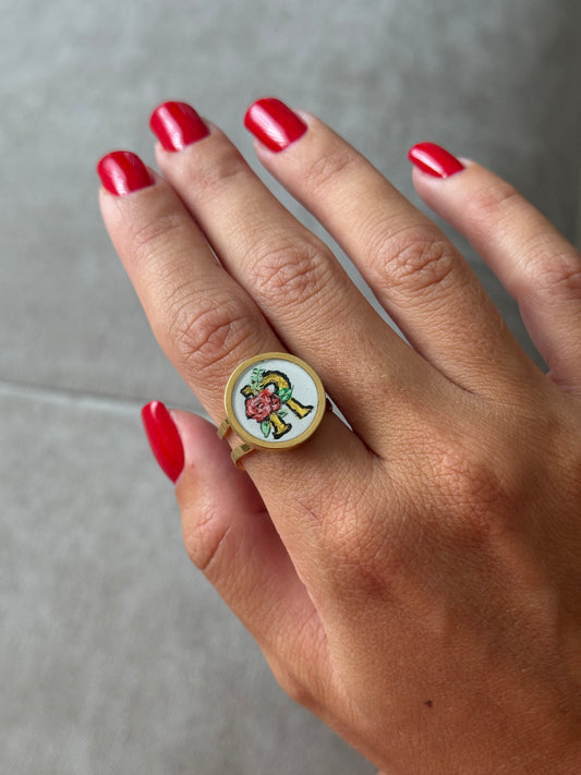 Anello Lettera dipinta