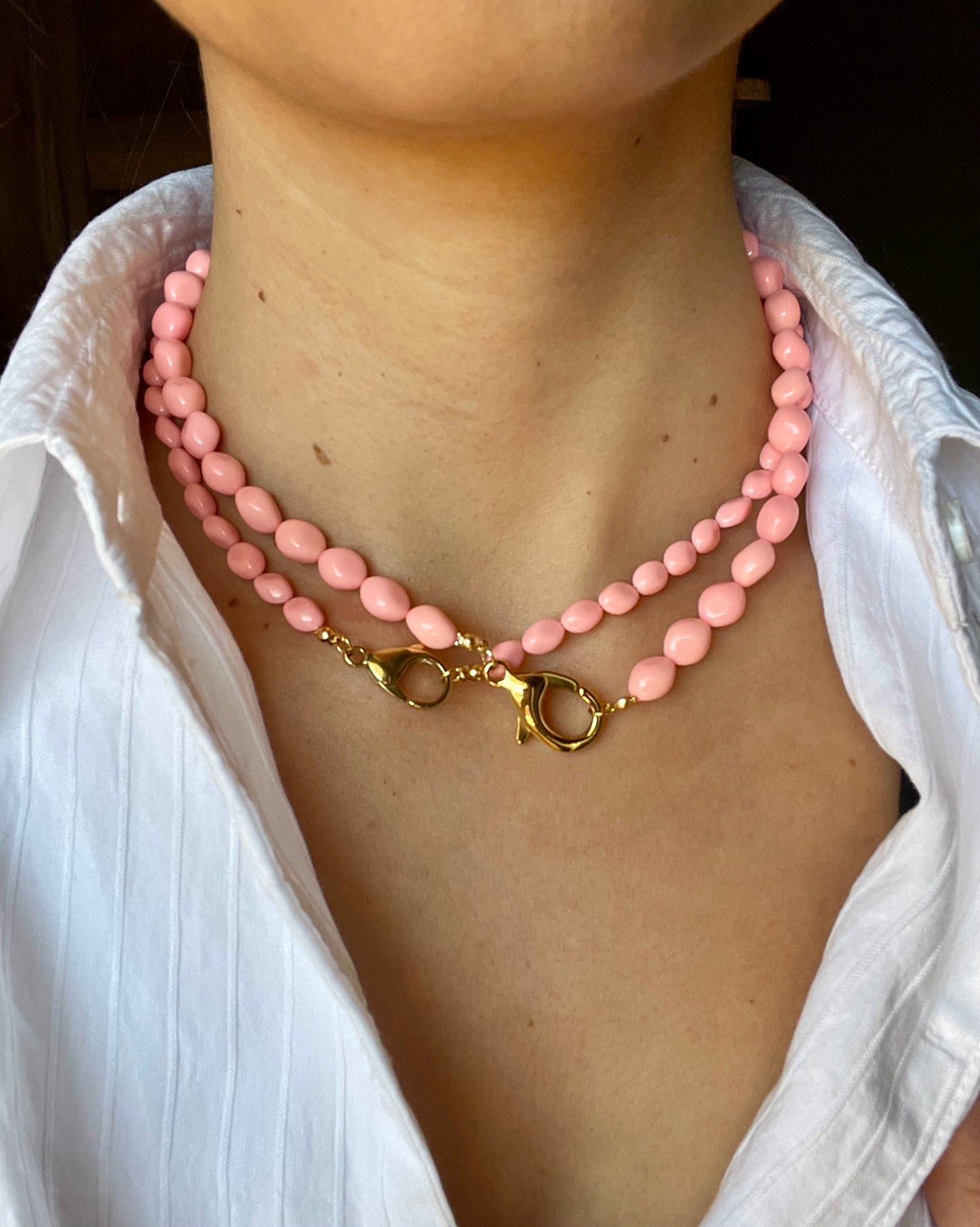Collier di pietre di pasta di corallo (big)